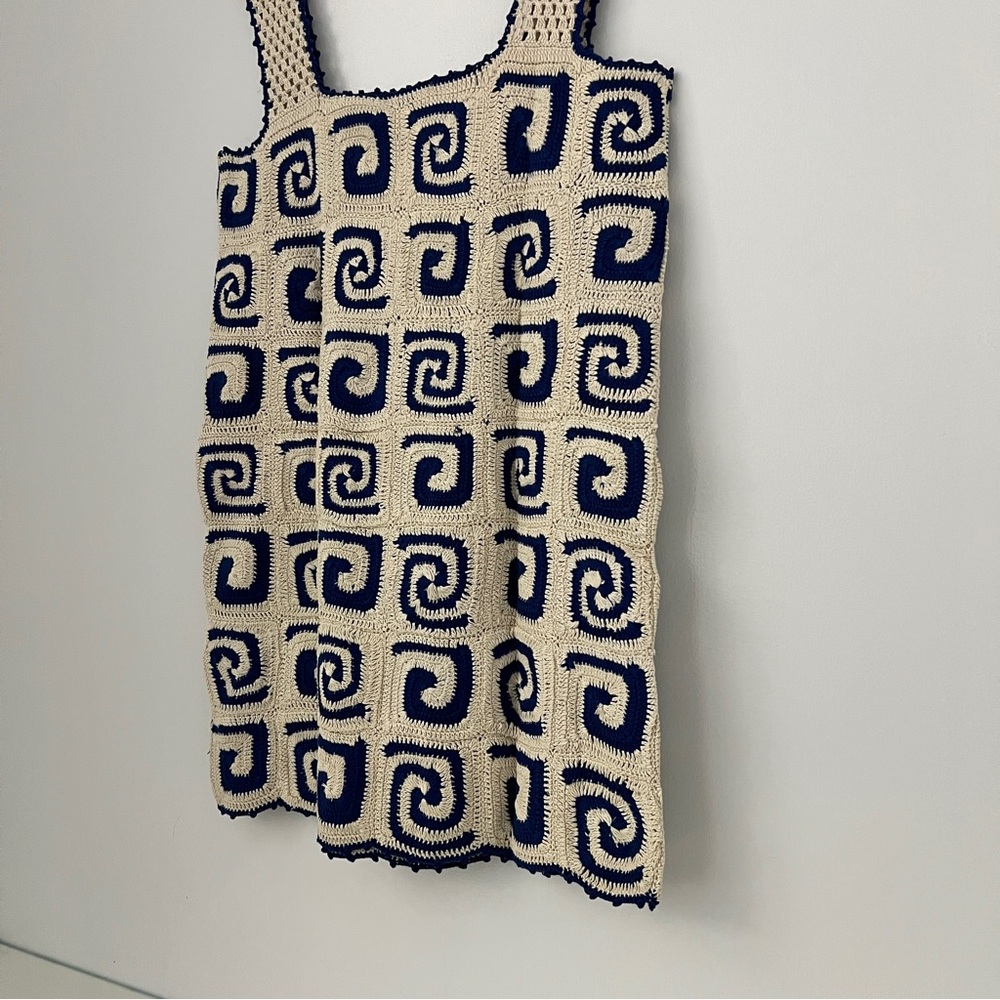 RHODE Blue and Cream Mini Dress - Picture 7 of 9